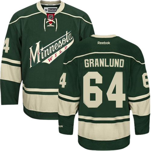 Mens Reebok Minnesota Wild 64 Mikael Granlund Premier Green Third NHL Jersey
